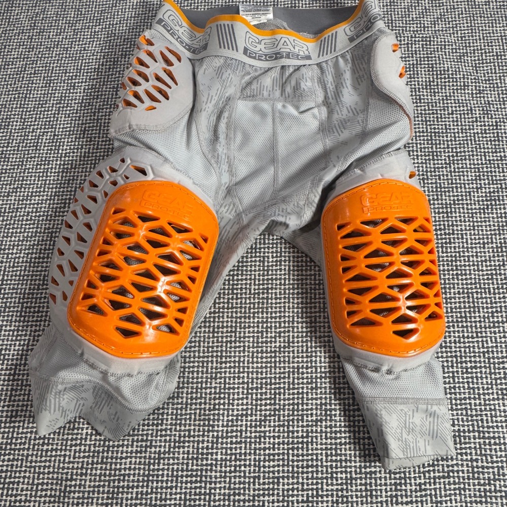 Gear Pro-Tec Mens Padded Football Girdle Grey Orange BSN Sports Size Medium